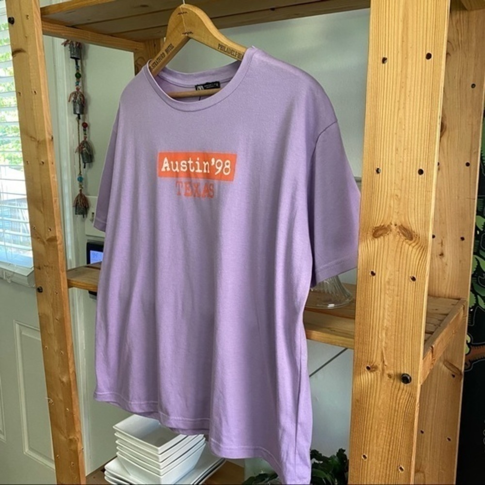 Zara Austin Texas 1998 Lavender Purple Graphic Tee T-shirt Medium - Picture 4 of 11